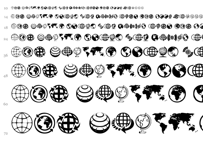Globe Icons font waterfall